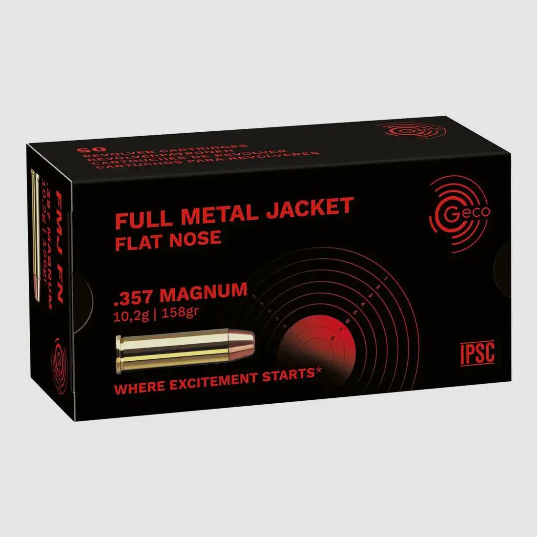 GECO .357 Magnum full metal jacket flat nose 10.2g/158grs. .357 Magnum full metal jacket flat nose 10.2g/158grs., Geco