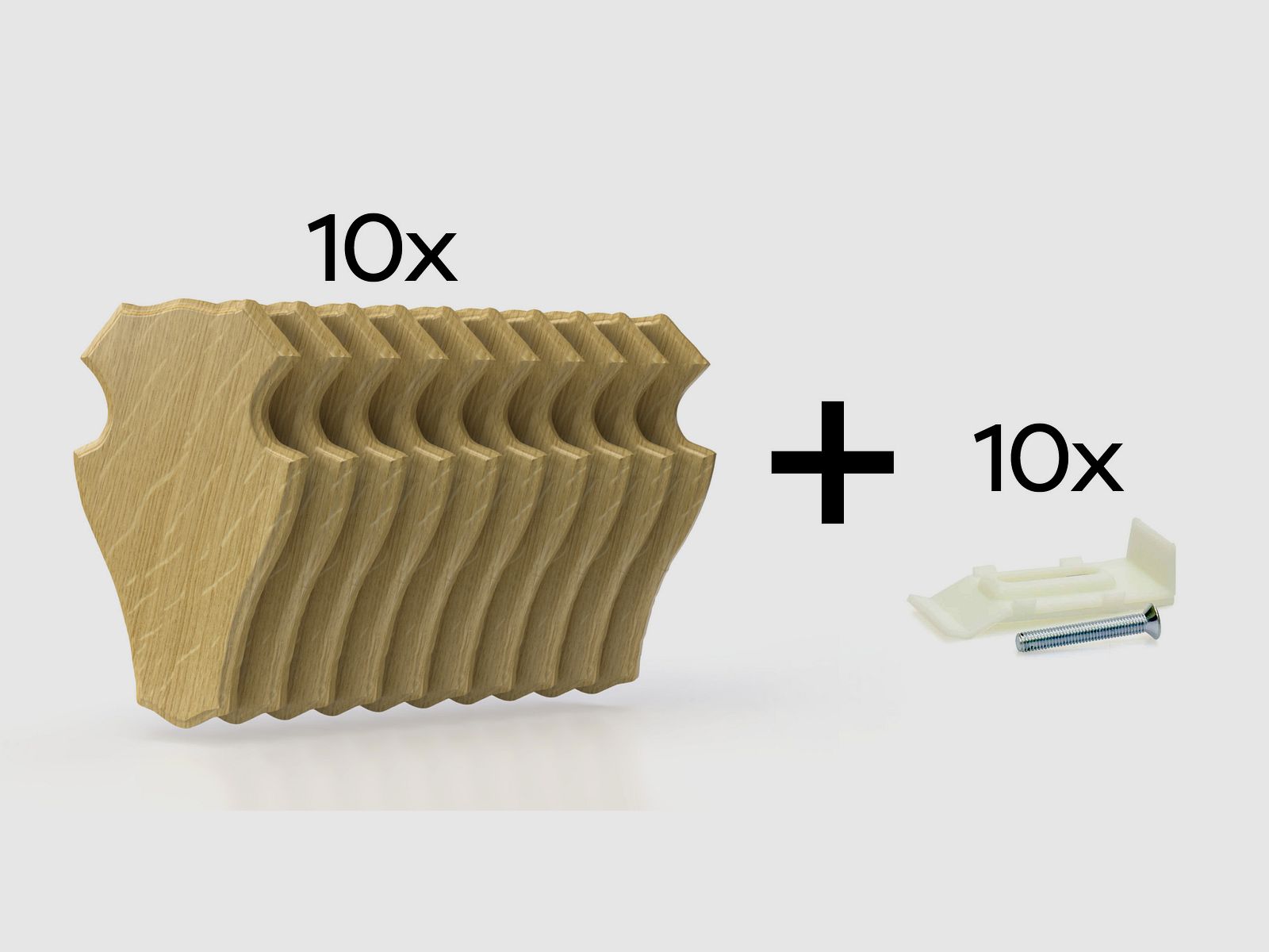 10x escudo de trofeo para corzo 22x13cm claro (roble 1)