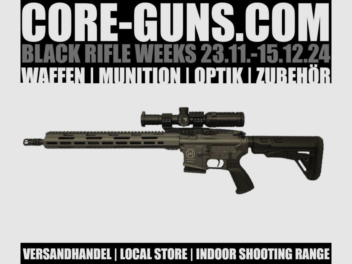 Lux Def Tec LDT L5 AR15 mit langen Handguard in Dynamic Grey und Falke	 1-8x24L4 und Schmeisser SM30 Quickmontage BLACK RIFLE WEEKS