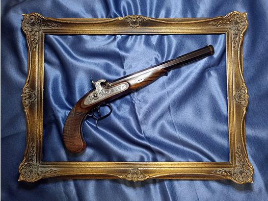 Pistolet kapiszonowy Hege Überlingen z przednim załadunkiem kal. 33 Siber w Lozannie Złoto