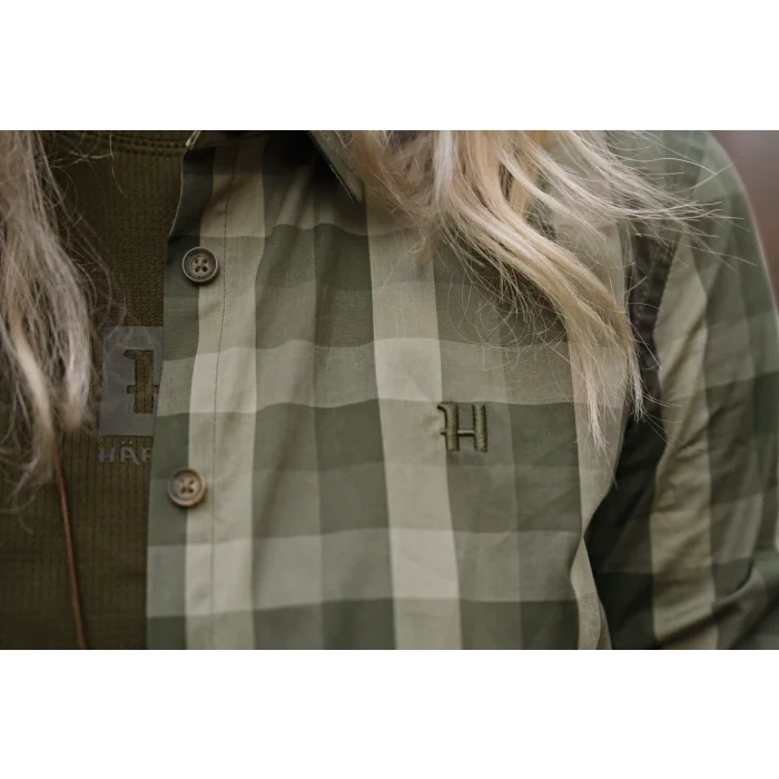 Camisa de mujer Harkila Akeena L/S - Forest night check (112160200), imagen 4 de 7