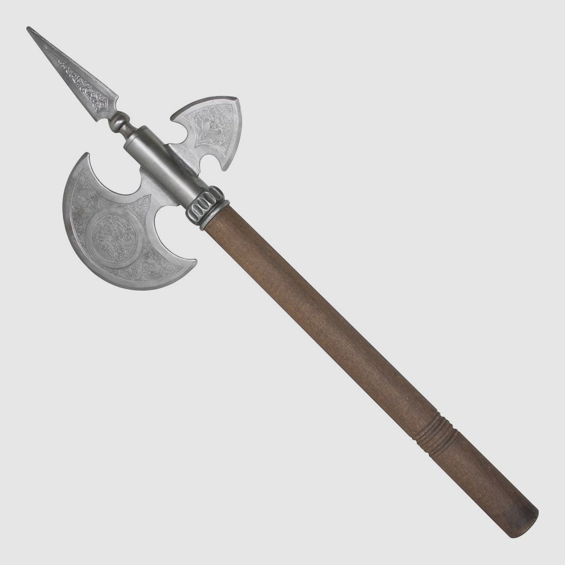 Hache de combat rustique avec lame ornée