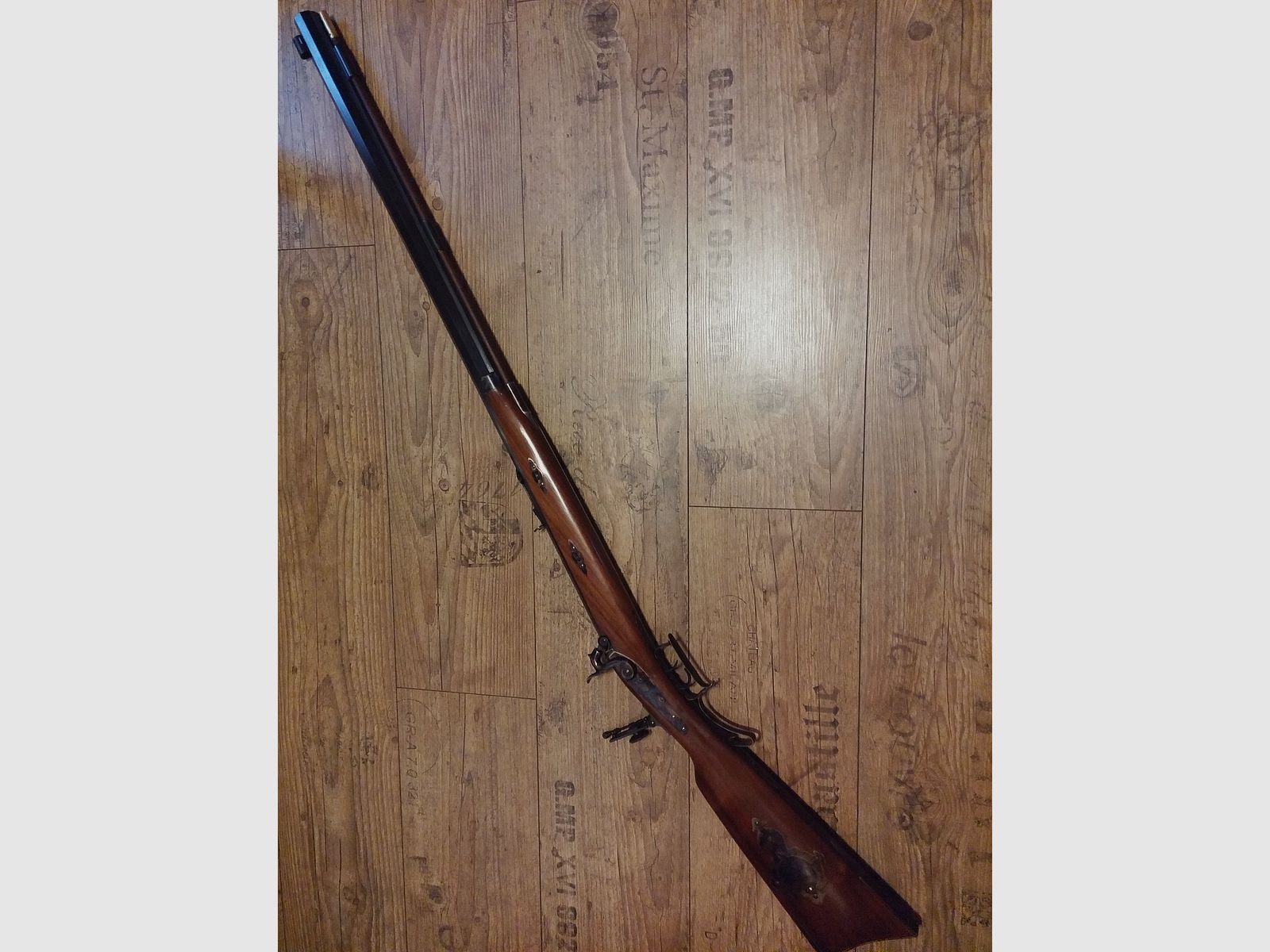 Front-loading rifle (percussion rifle) Pedersoli Tryon .45 with diopter and extensive accessory package