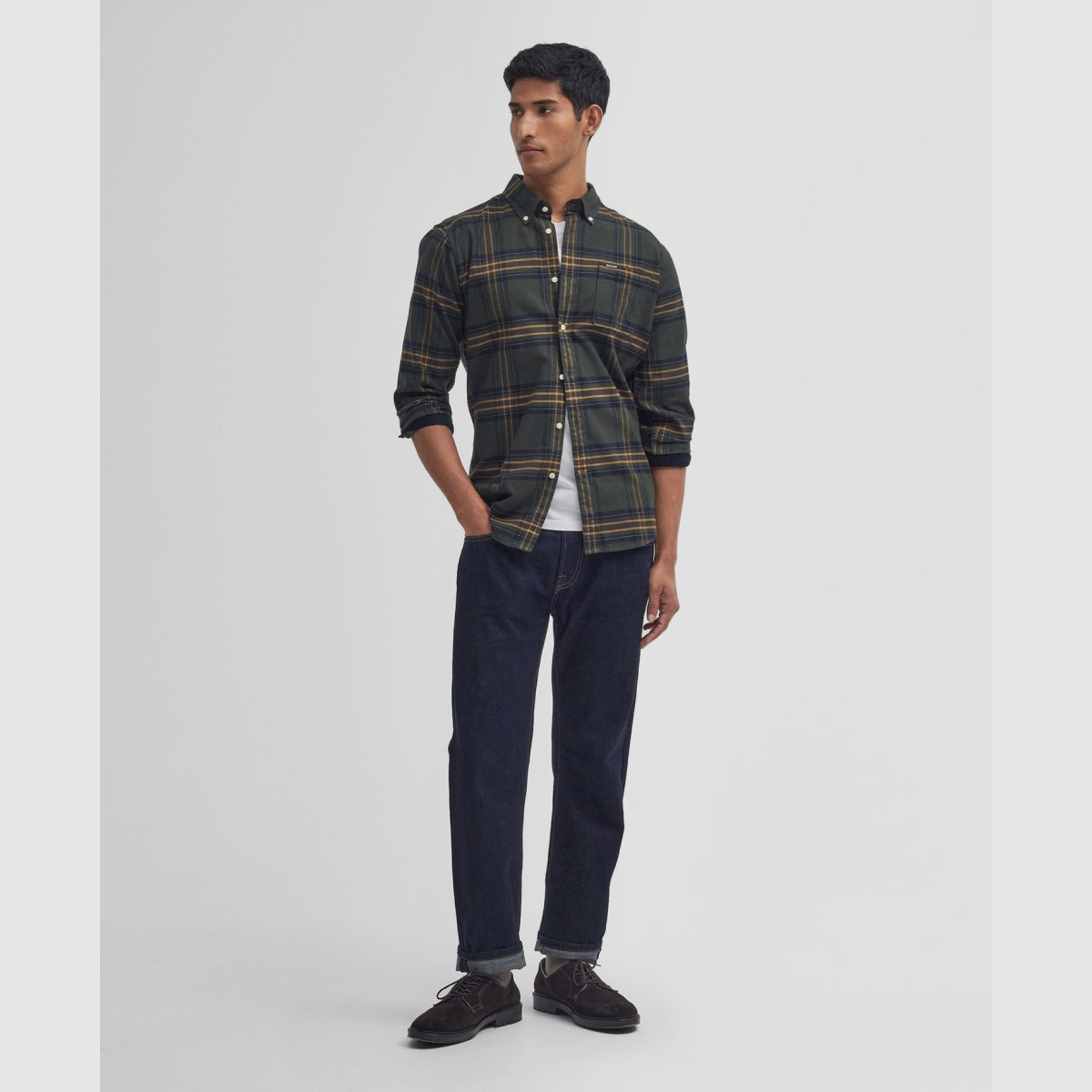 BARBOUR Overhemd Portdown Tailored Olijf