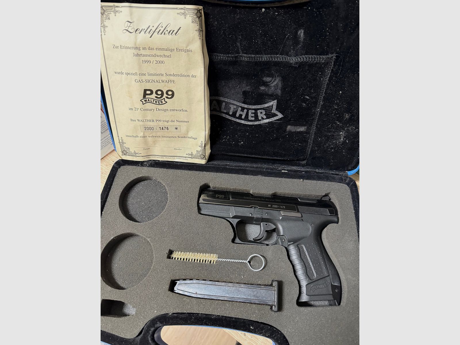 Walther p99 limited to 2000 pieces with certificate blank firing