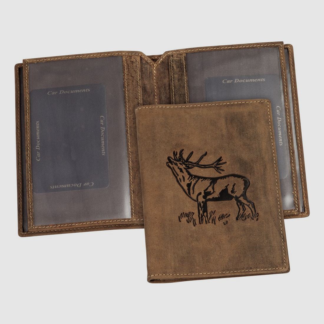 Hunting license case with deer motif