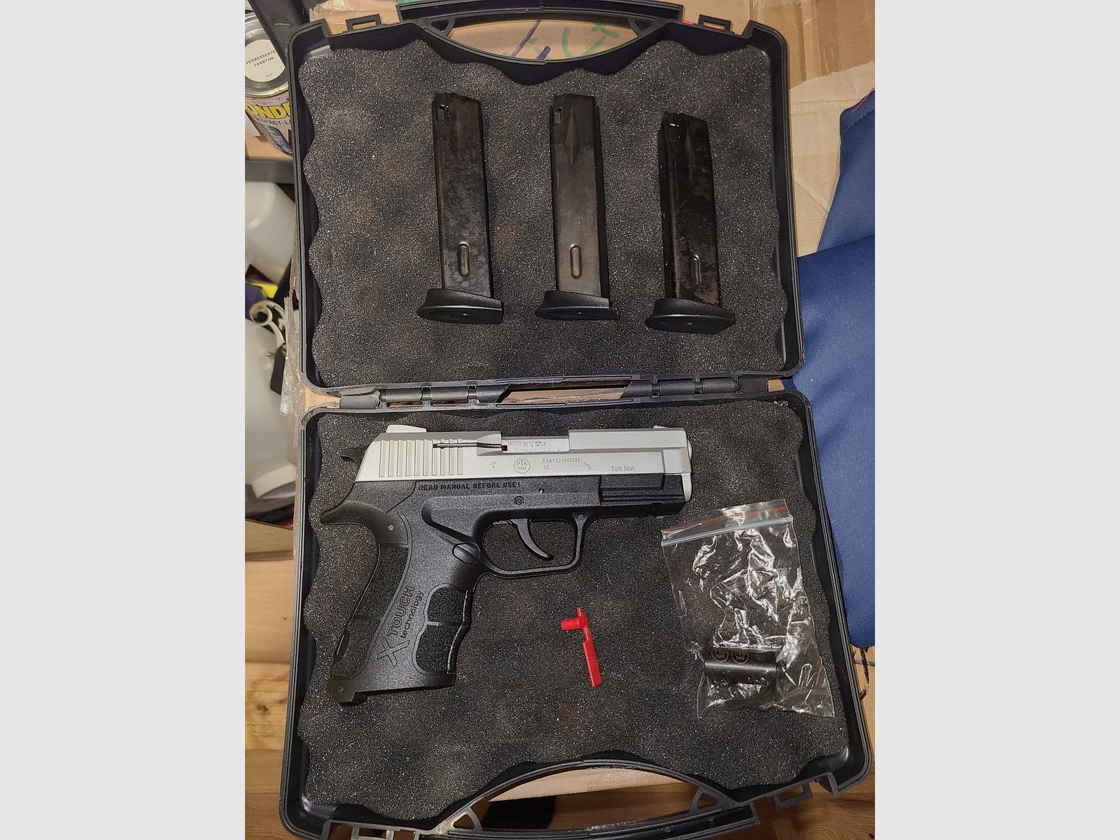 RETAY X TREME / VERCHROMT SILBER / mit Zubehör 3 MAGAZINE / mit OVP / cal. 9mm P.A.K. / PTB 1042 / SCHRECKSCHUSS GAS PISTOLE / SILVESTER / SELBSTVERTEIDIGUNG / NEUWERTIG