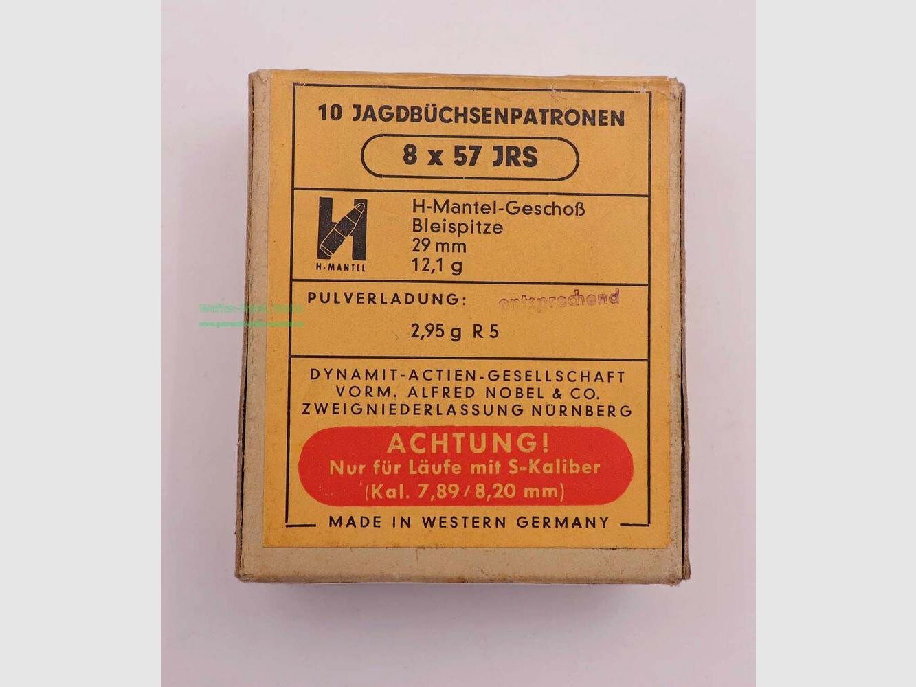 RWS (WZd.Fa.Rottweil) rifle cartridges 8x57JRS
