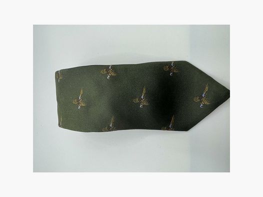 Robert Keyte Stropdas 100% zijde groen Motief Fazant