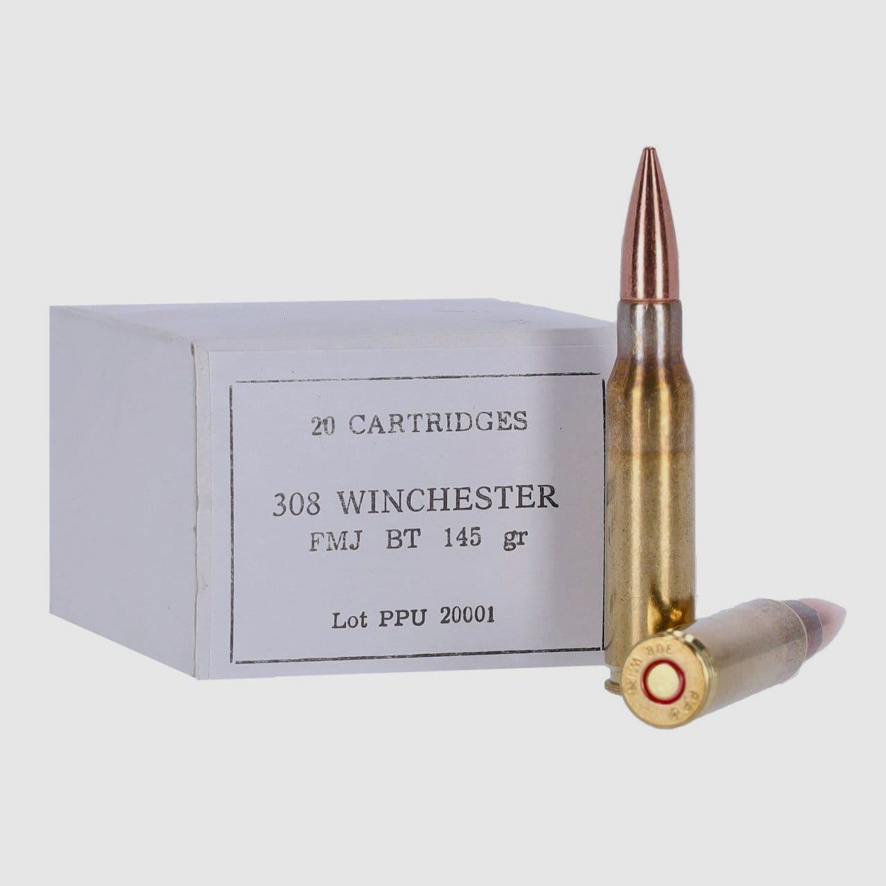 PRVI/PPU .308 Win. 145gr - FMJ BT proiettile intero a punta boattail militare - confezione da 20