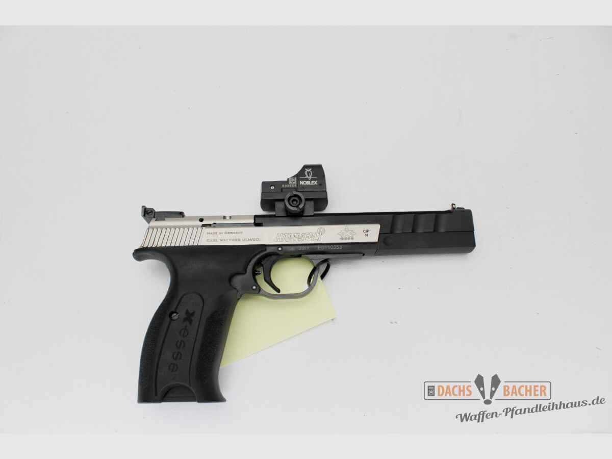 Hämmerli X-esse IPSC pistool kal. .22lr met 3 magazijnen en Noblex sight II plus