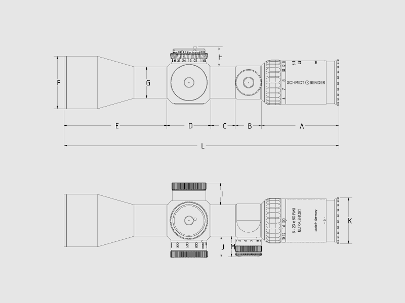 Schmidt & Bender PM II Ultra Short LPI 5-20×50 TREMOR5 1cm cw DT35 MTC LT / ST ZC CT, afbeelding 3 van 3