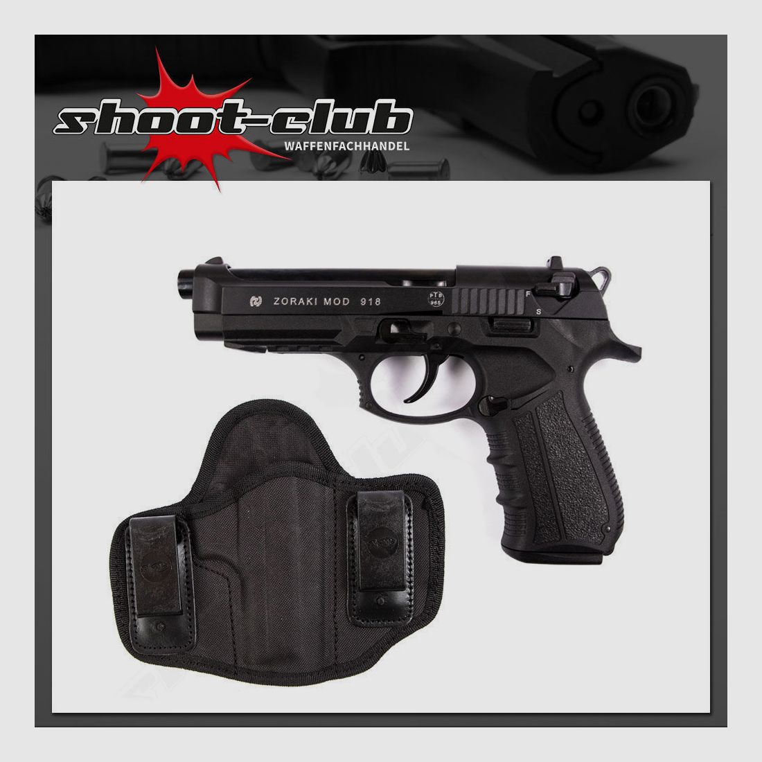 Zoraki 918-P Schreckschusspistole 9 mm P.A.K. mit Pistolenholster