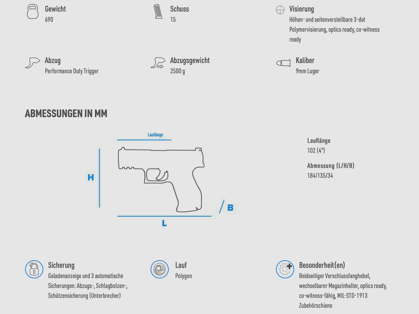 WALTHER PDP Compact 9 mm Luger Pistole Green 4" 15 Schuss Magazin Optik Ready