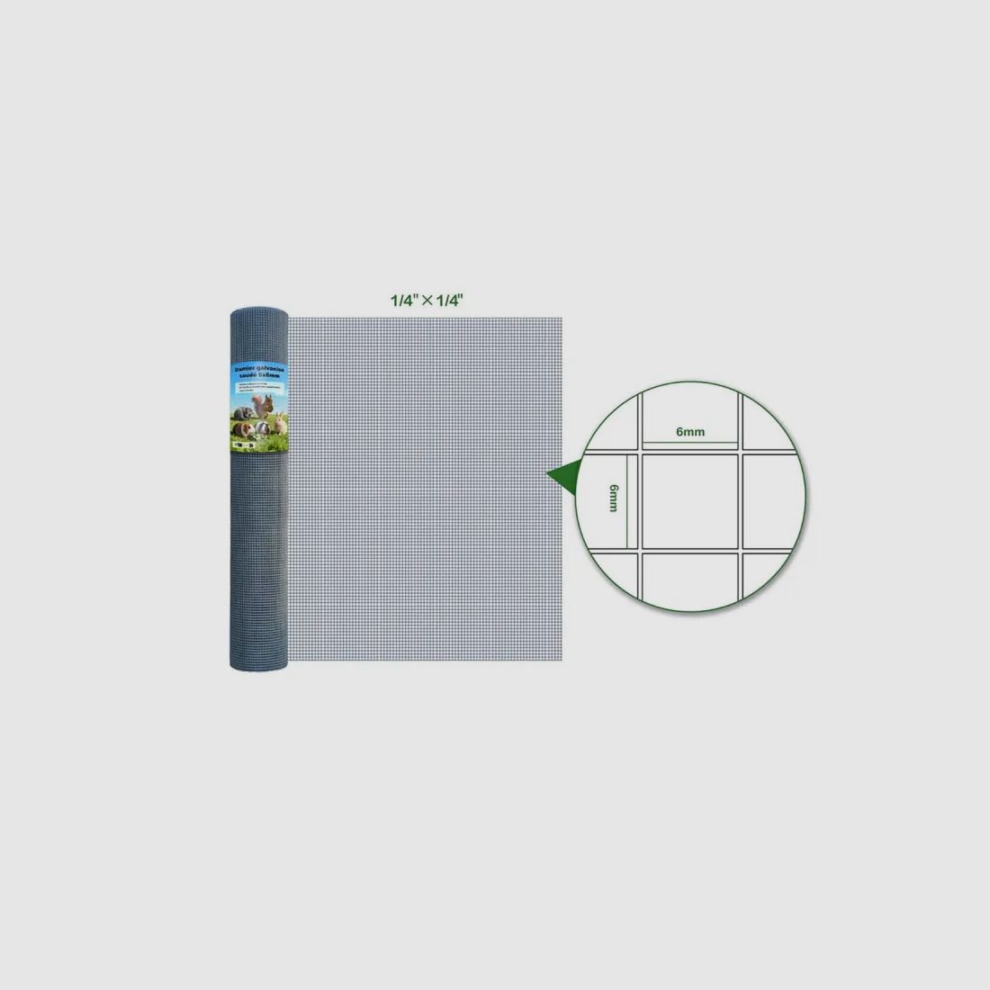 Gitterzaun Rautenmuster 6x6mm H. 1m L. 2,5m, Bild 1 von 3