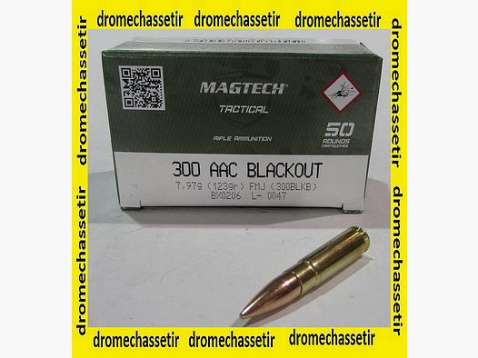 boite de 50 cartouches Magtech, cal 300 AAC Blackout, 123 grains FMJ