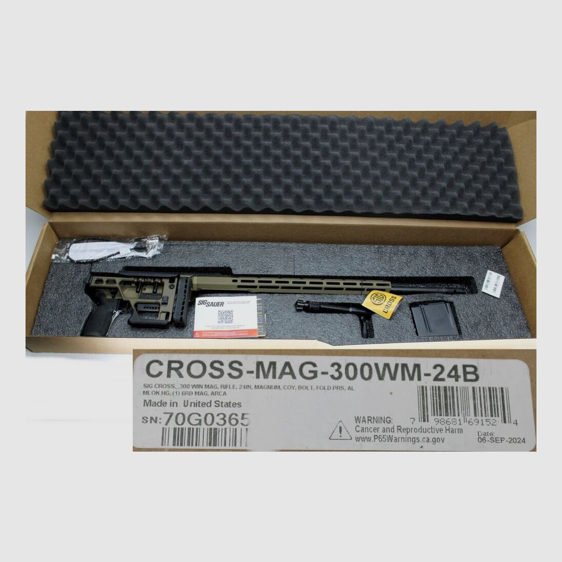 Rep. geweer SIG Sauer Cross Coyote Magnum nieuwe wapen uit gebroken klantenbestelling .300WinMag