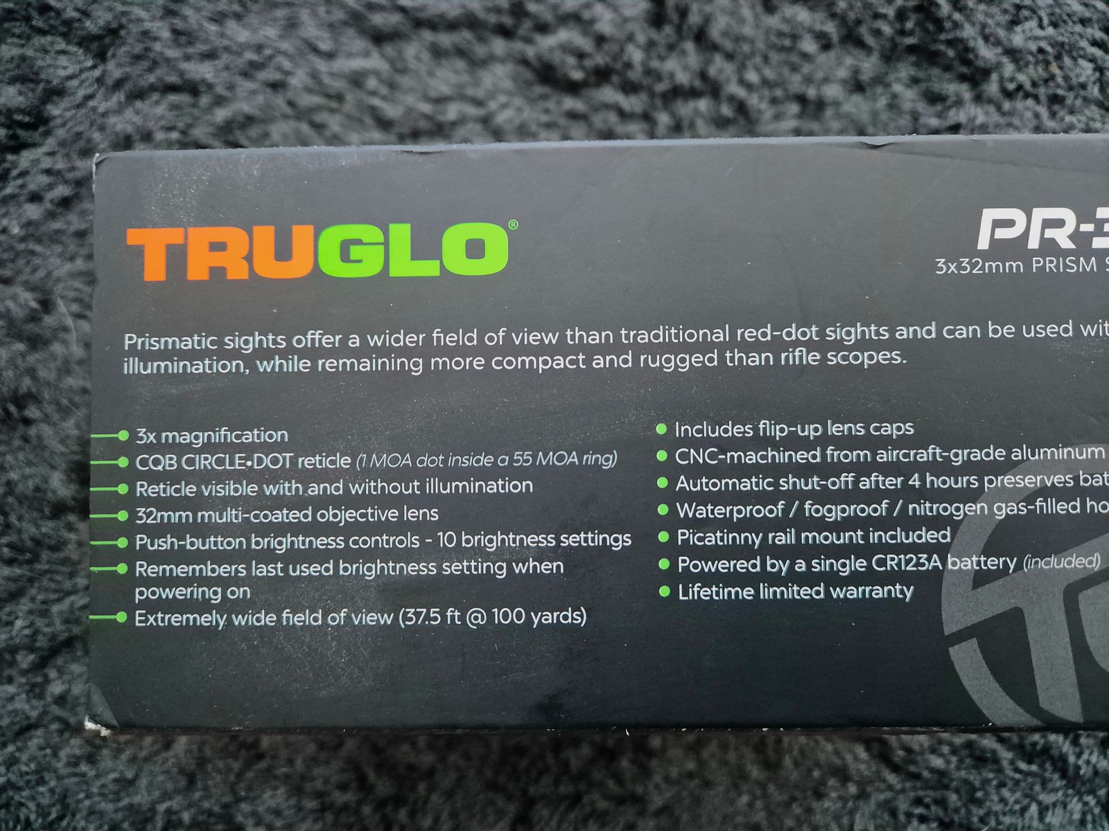 Original Truglo Prisma pr3 3x32mm Jagd taktisches Gewehr Fernrohr beleuchtet 6 moa absehen rot punkt visier