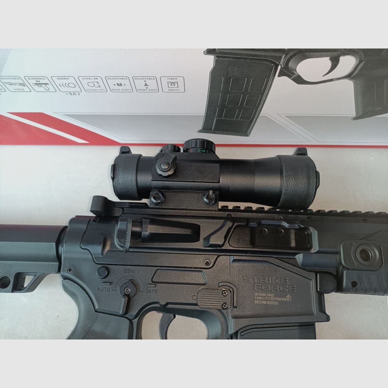 UX Strike Force CO2 Gewehr Red Green Dot Zielfernrohr 477 CO2 Kartuschen 4,5 mm BB Munition  