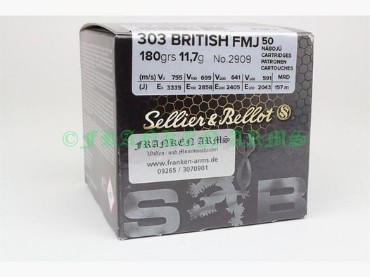 Sellier&Bellot	 .303 British FMJ 180gr. 11,7g 50 Stück Staffelpreise