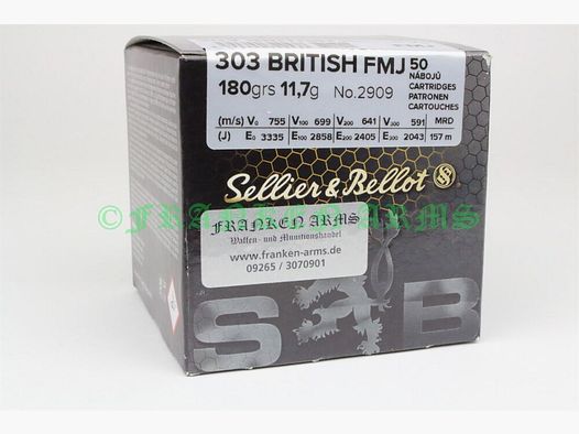 Sellier&Bellot .303 British FMJ 180gr. 11,7g 50 piezas precios por cantidad