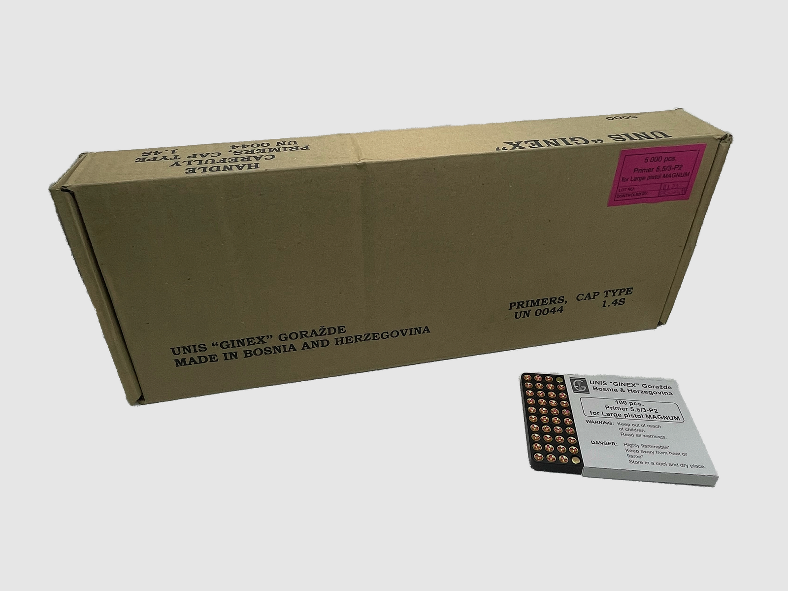 GINEX AMORCES - LARGE PISTOL MAGNUM - BOXER - 100 PIÈCES, image 2 sur 2