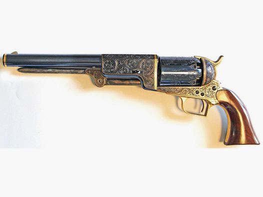 REV UBER 1847 WALKER .44 .9" GRAVUR INKRUSTIERT OR-BLAU SCHWARZPULVER