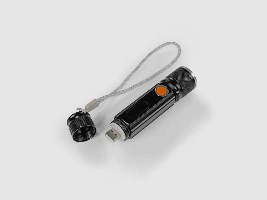 MAXXMEE Mini-Taschenlampe wiederaufladbar Schwarz