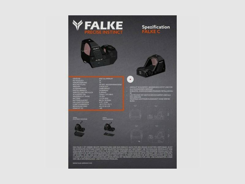 Falke C Reddot 3MOA w tym Low Mount, zdjęcie 2 z 2
