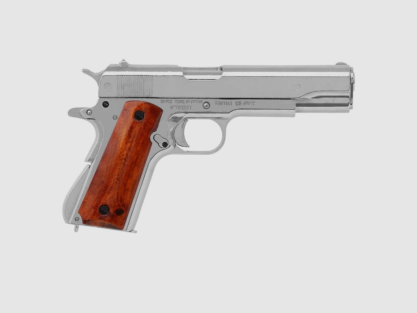 Denix Dekomodell 45er Colt Government M1911A1 Automatik Vernickelt - Holzgriffschalen