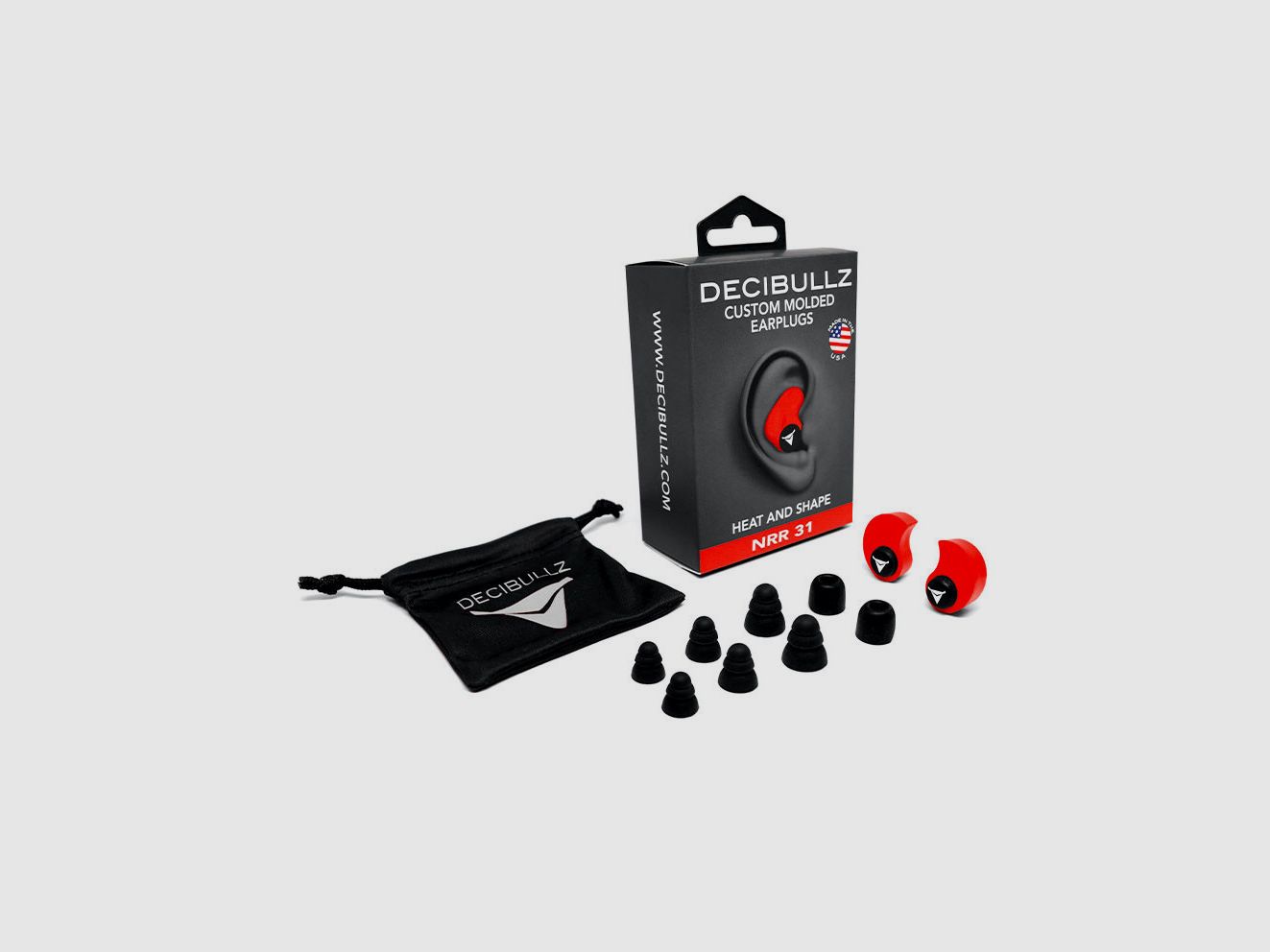 Decibullz 31 dB vervormbare oordoppen - rood, afbeelding 2 van 9