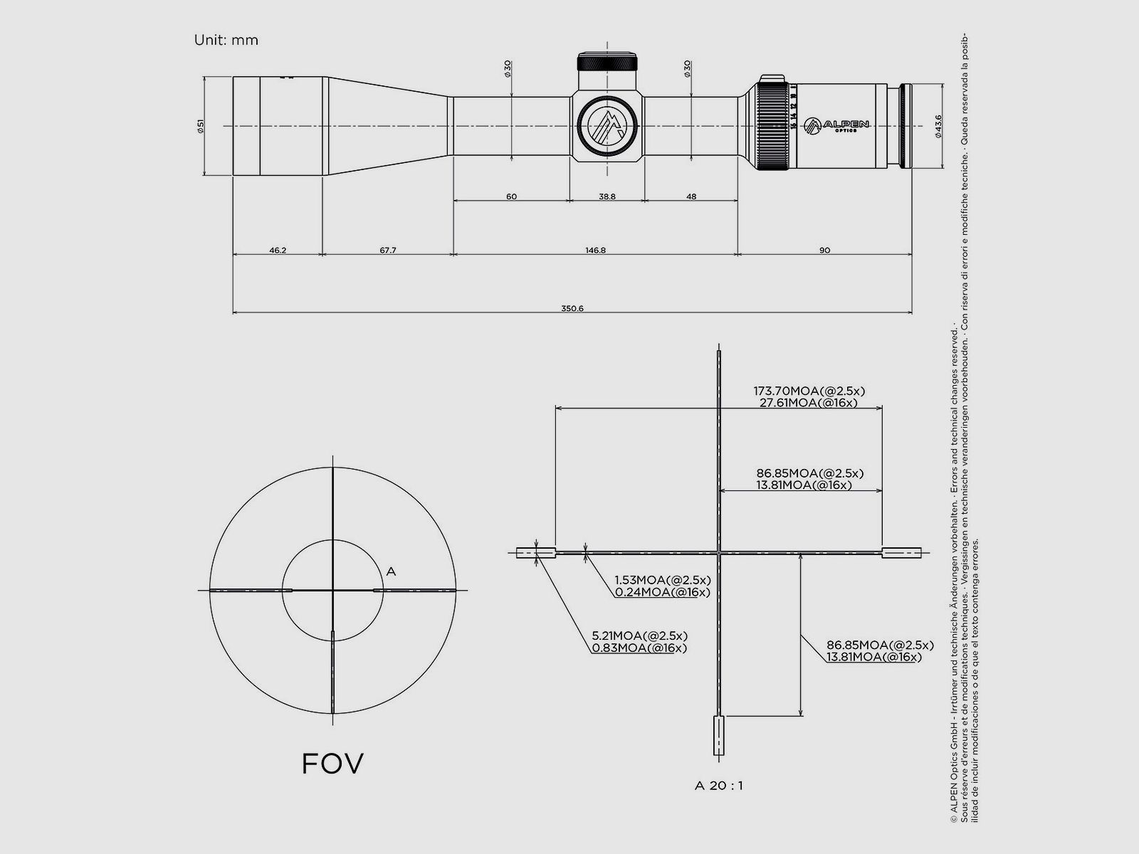 ALPEN OPTICS Apex XP richtkijker 2.5–16x42 A4 met SmartDot Technologie