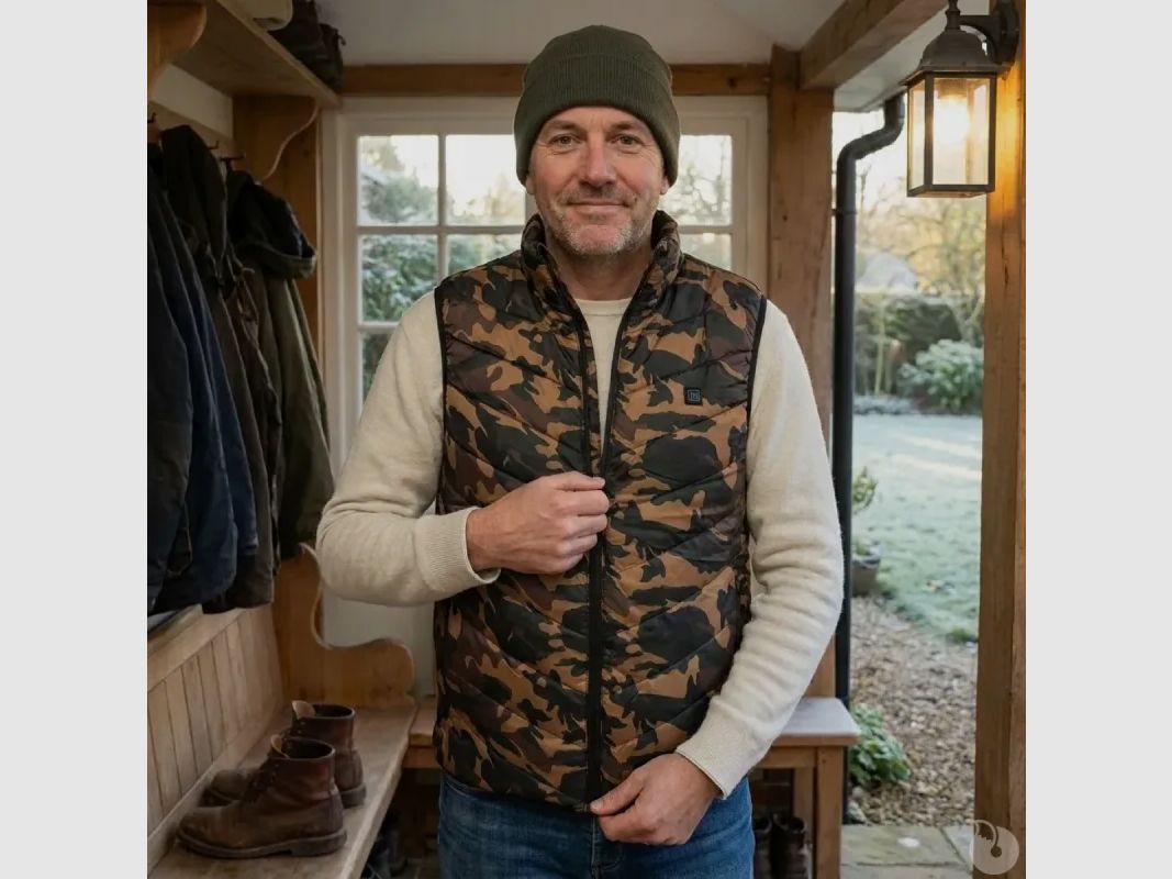 Varmevest i polyester- og kulfiber, camo CE, M til 3XL, billede 1 af 13