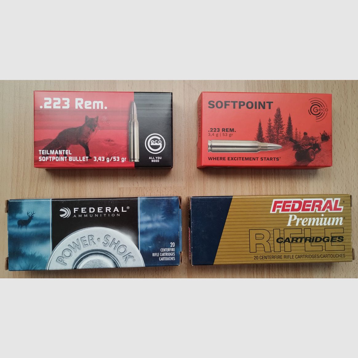.223 Rem. Munición de caza Geco y Federal