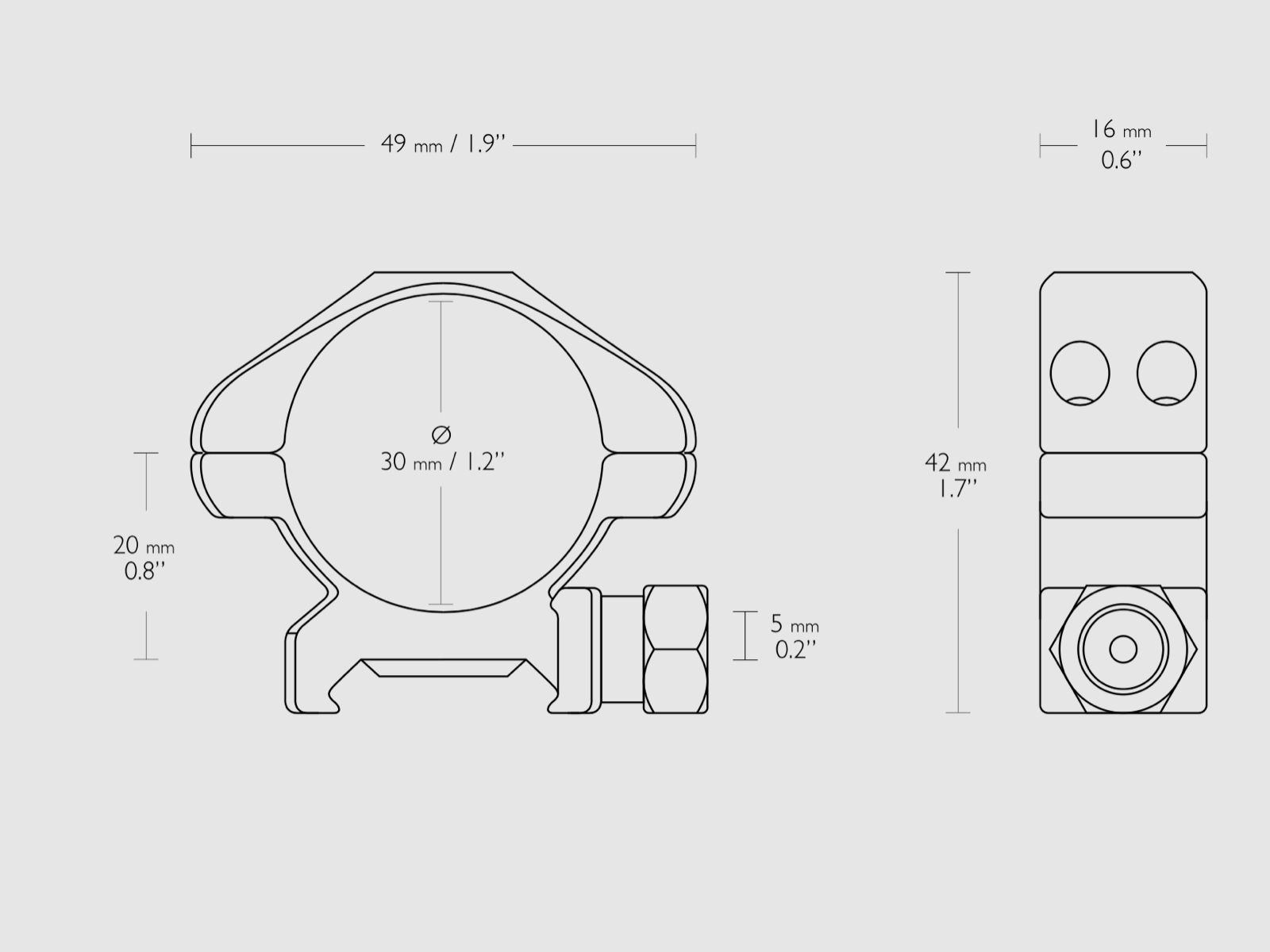 HAWKE 23005 Montajes de anillo de acero de precisión de 30 mm bajos para riel Weaver