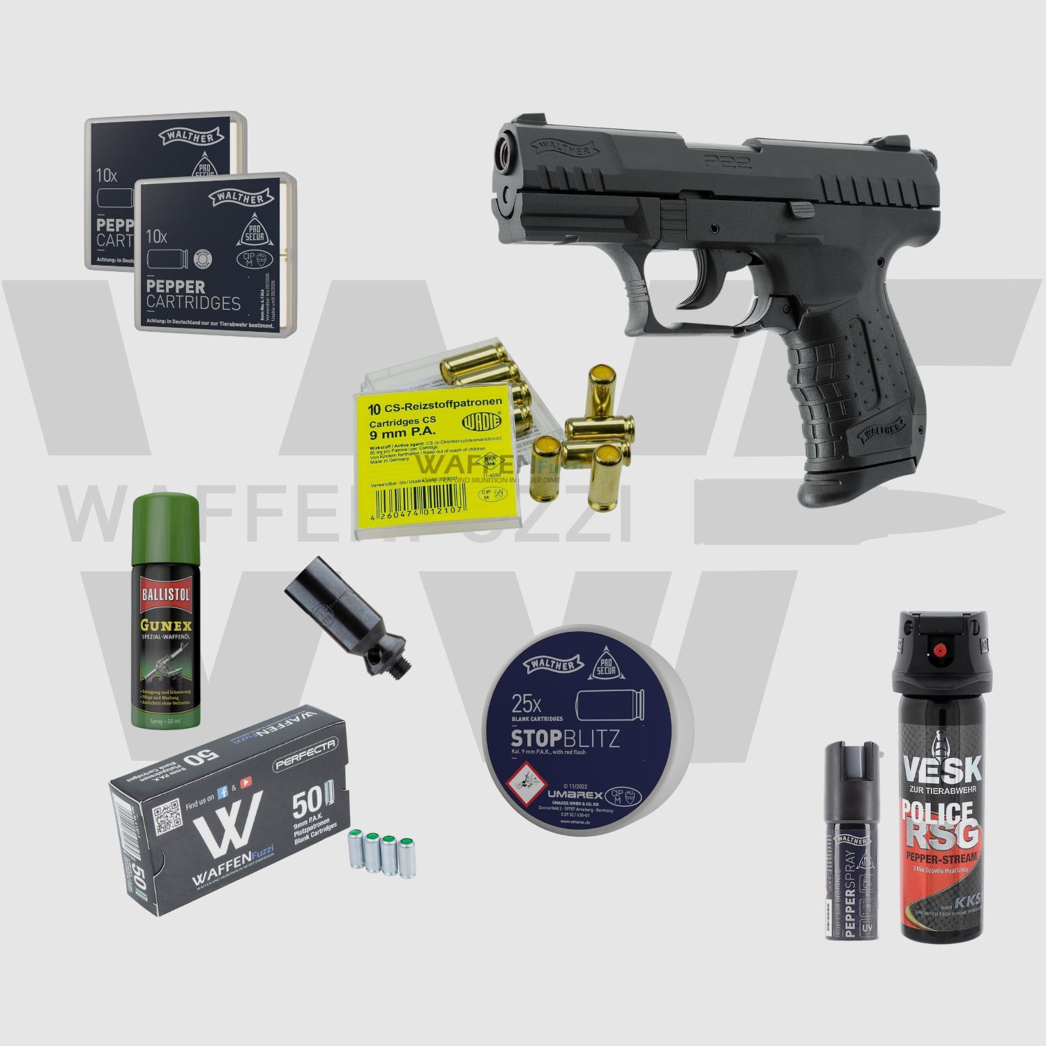 Walther P22 Ready Defense "M" Set di armi a salve Calibro 9mm PAK