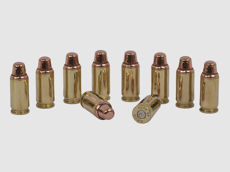 Dekopatronen Kaliber .45 Auto .45 ACP Semi Wadcutter Kupfergeschoss blinde Originalpatronen 10 StĂĽck (P18)