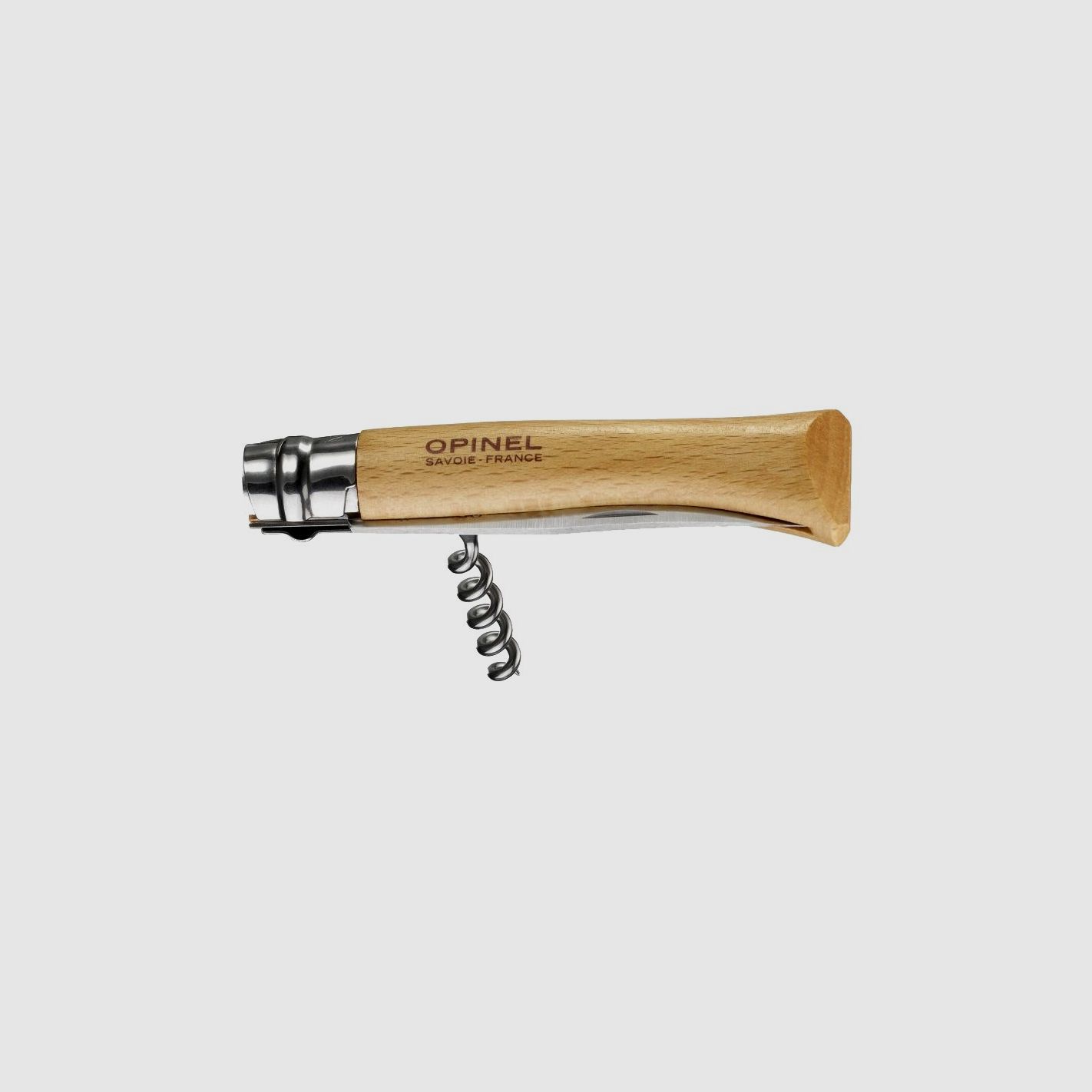 Coltello Opinel 10 lama inox manico faggio con cavatappi, immagine 2 di 2