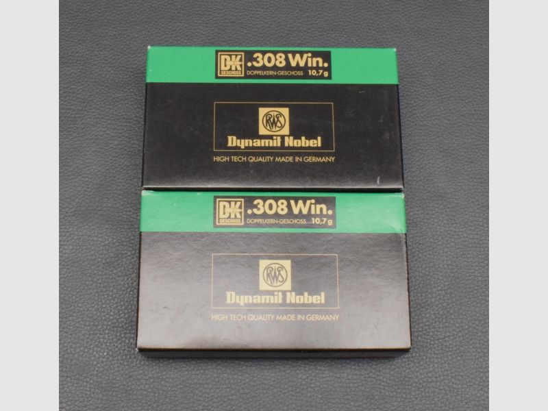 40 Patronen, RWS Kaliber 308Win, Doppelkern, 10,7g/165gr., zum Sonderpreis!