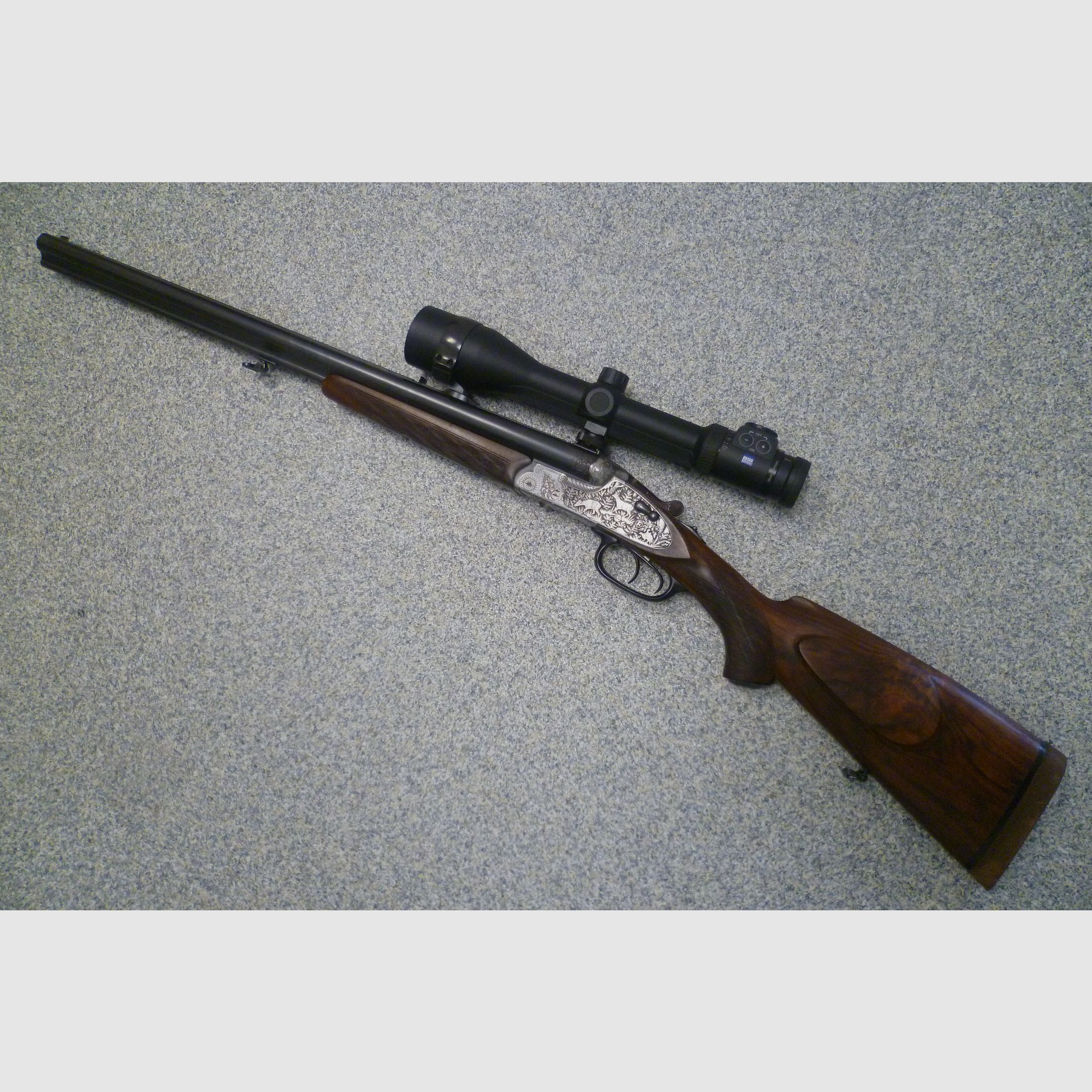 Seitenschloss-Drilling F.W. Heym 16/70 & 7x57R