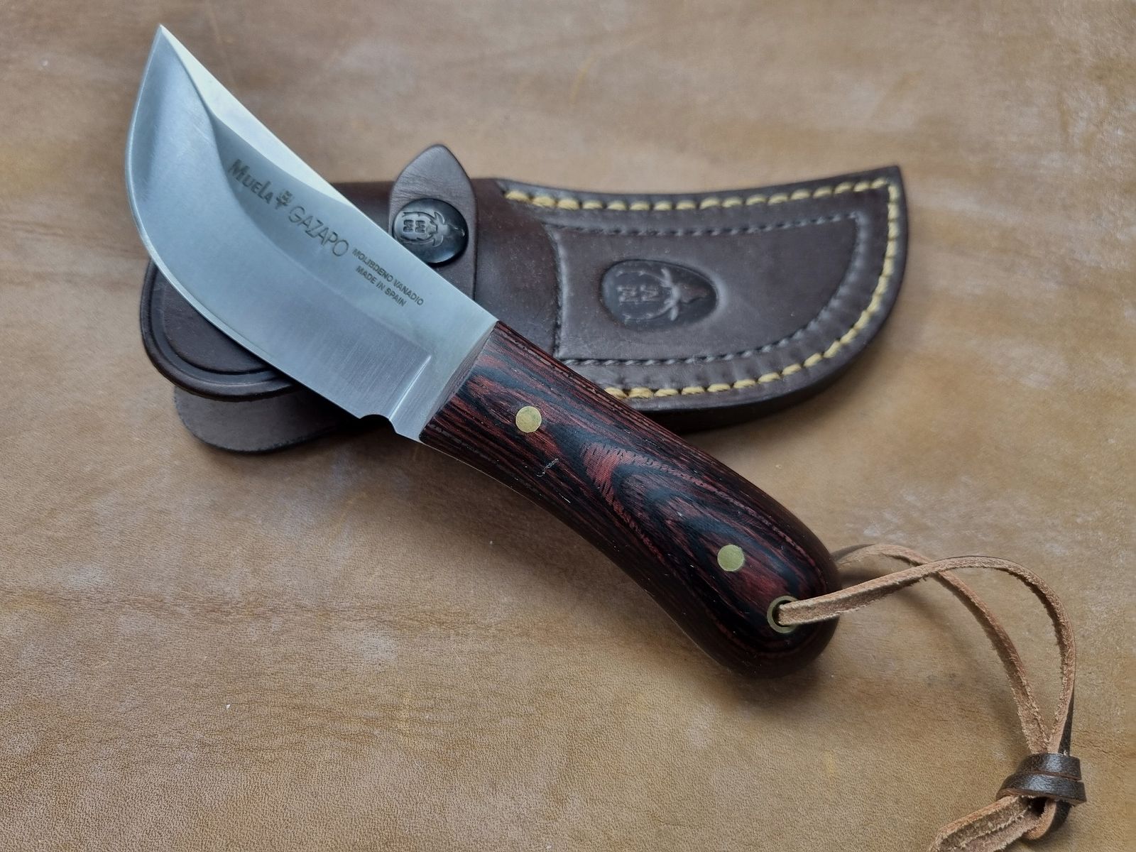 Cuchillo Muela Gazapo-8R Cuchillo de Caza Skinner con Funda de Cuero de Alta Calidad