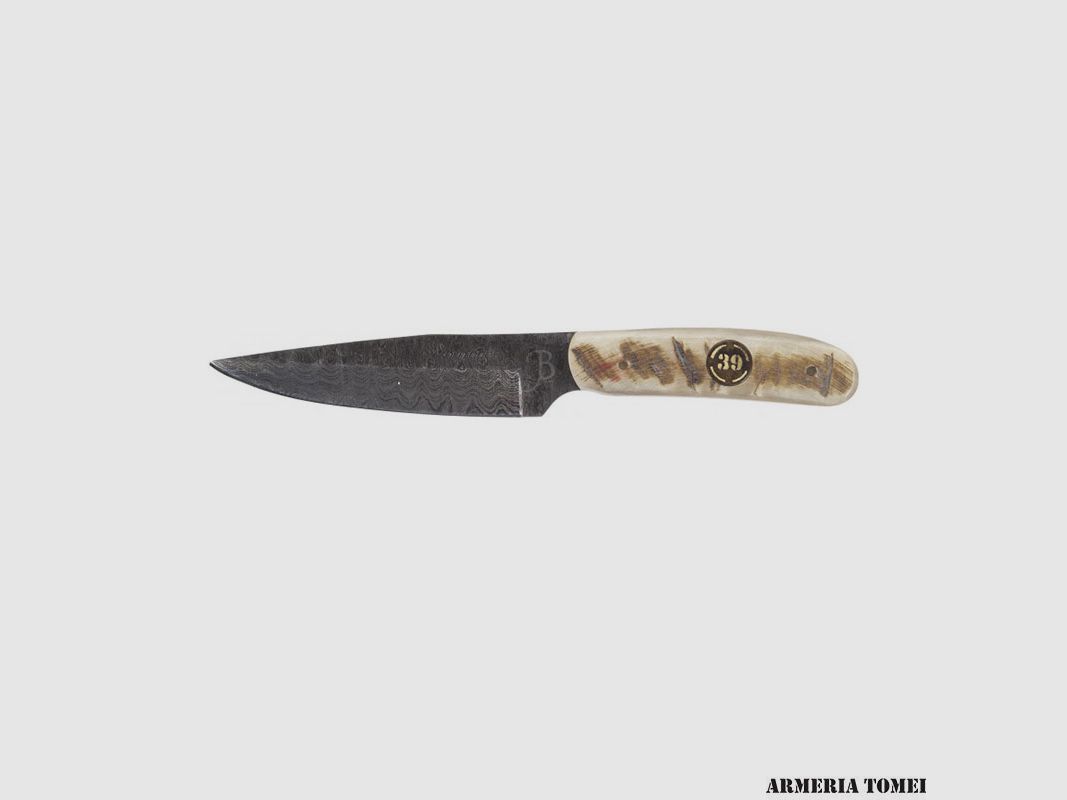 39OUTDOOR – DAMASCUS KNIFE NICKER – HORN, image 1 of 4
