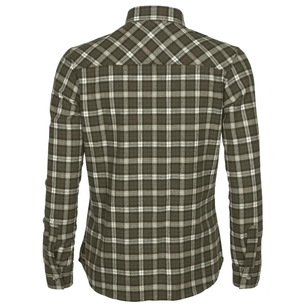 Chemise en Flanelle à Carreaux pour Femme Kaki/Blanc Felicia Pinewood, image 4 sur 4