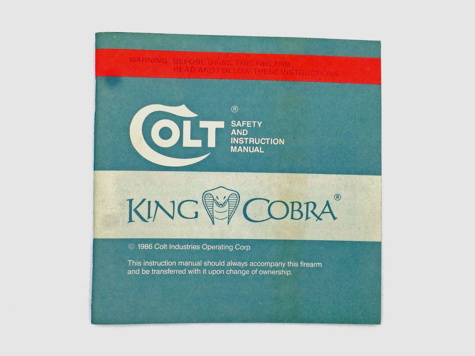 Manuel d’instruction COLT “King Cobra” 1986, image 1 sur 2