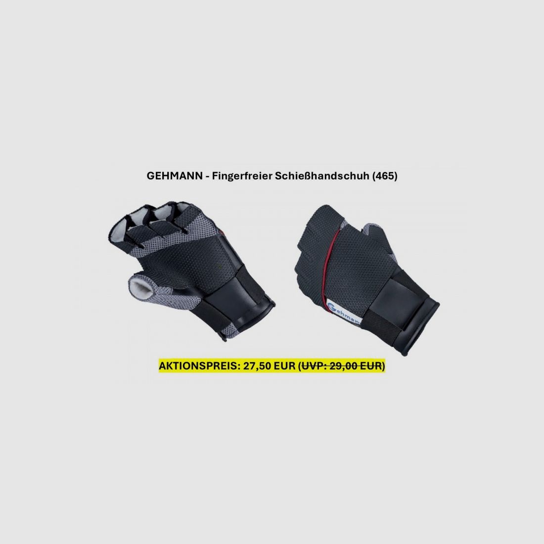 Gehmann vingerloze schiethandschoen (model 465) | Voor rechtshandigen | Maat L