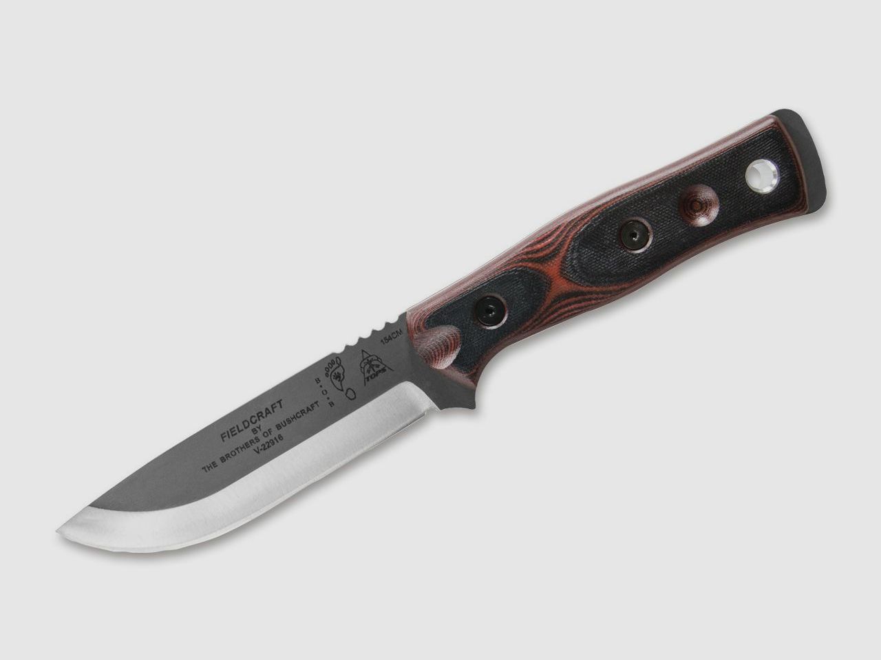 B.O.B. Fieldcraft Red G10 Bushcraft Messer m. Feuerstarter Kydexscheide