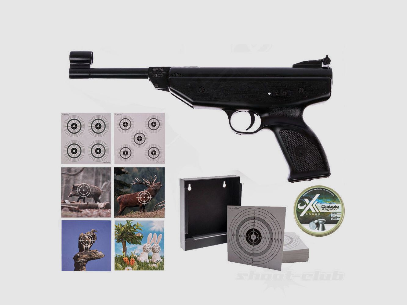 Weihrauch HW 70 luchtpistool kaliber 4,5 mm target set