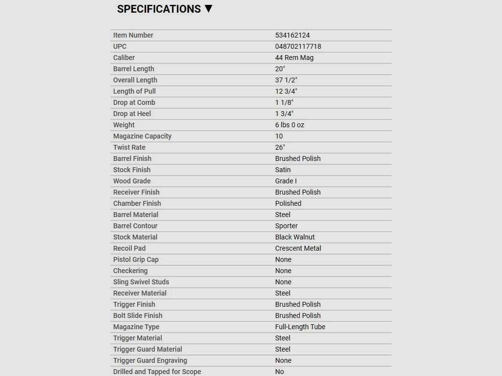 Winchester 1892 Short Rifle .44 Mag. (MIROKU FERTIGUNG) Auf Lager