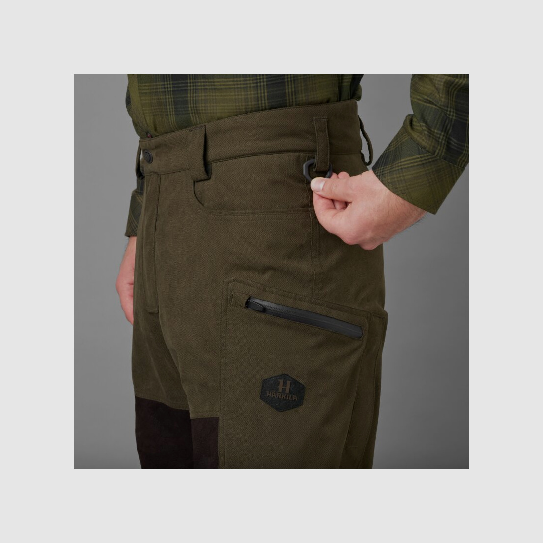 Härkila Driven Hunt HWS Lederhose willow green / shadow brown