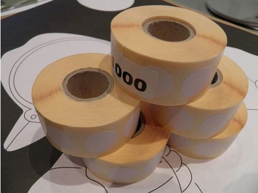 Pegatinas blancas para dianas, diámetro 20 mm (1000 unidades)